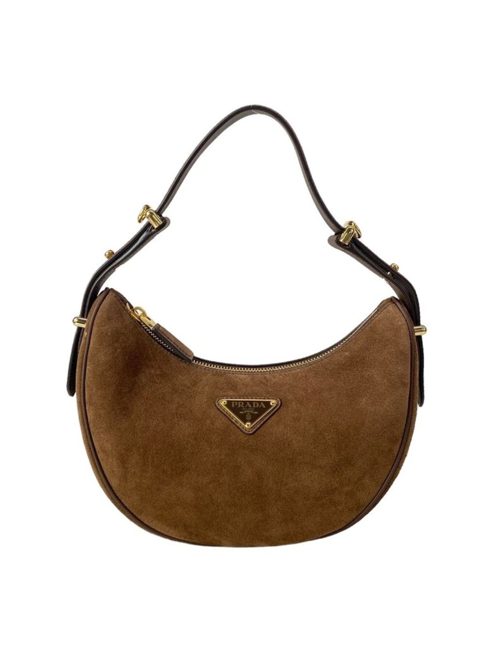 Prada Shoulder Bag Arke Small Leather Dark Brown